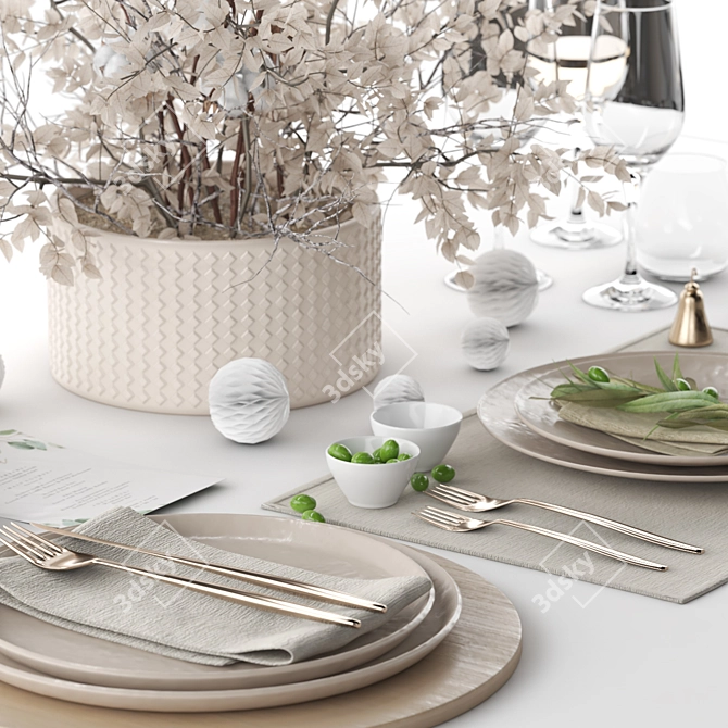 Title: Decor Set with Tableware 3D model image 4