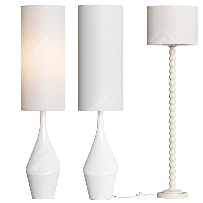 Elegant Ceramic Asymmetry Floor Lamp 3D model image 4