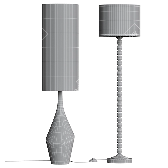 Elegant Ceramic Asymmetry Floor Lamp 3D model image 5