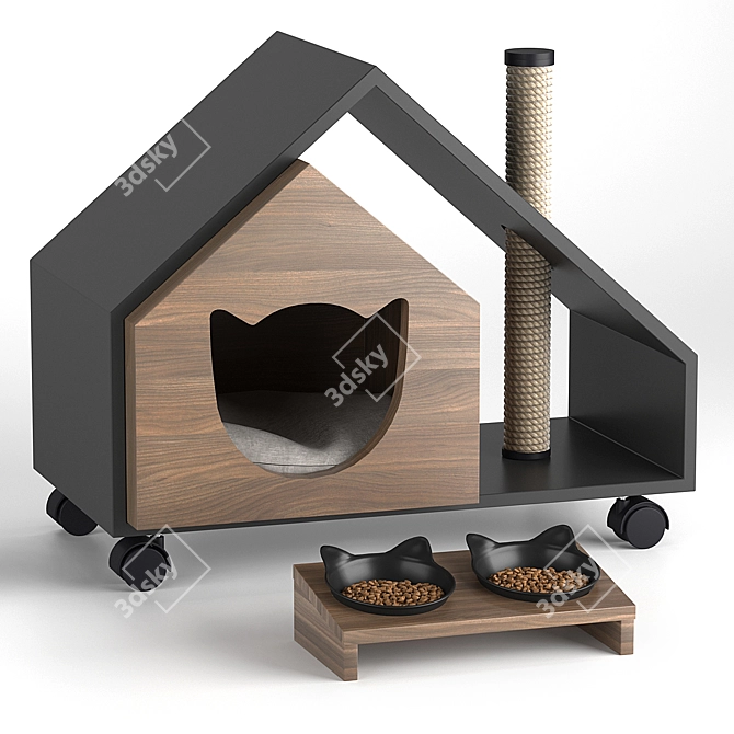 Petture Design Cat House & Bowl 3D model image 1