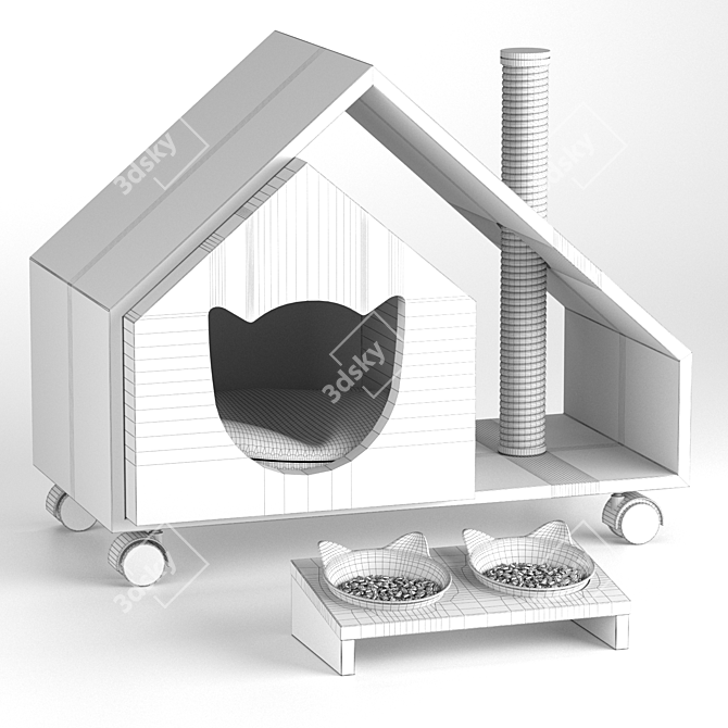 Petture Design Cat House & Bowl 3D model image 2