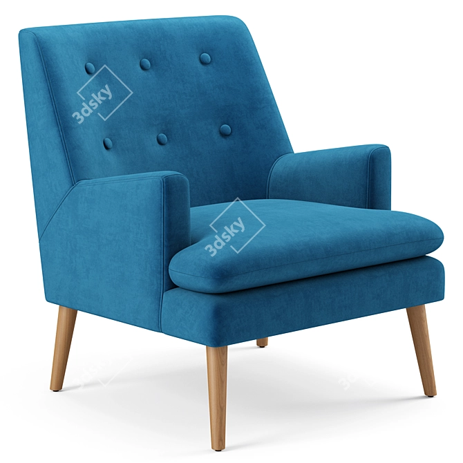 Modern Upholstered Lounge Chair 3D model image 2