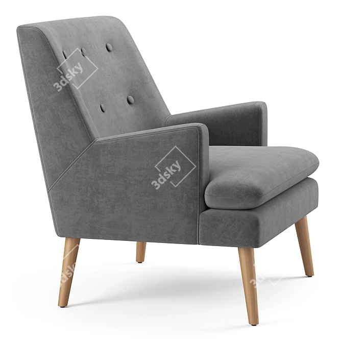 Modern Upholstered Lounge Chair 3D model image 3