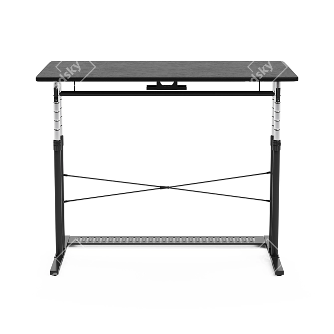 Gaming Desk Black and White 3D model image 2