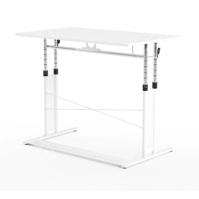 Gaming Desk Black and White 3D model image 3