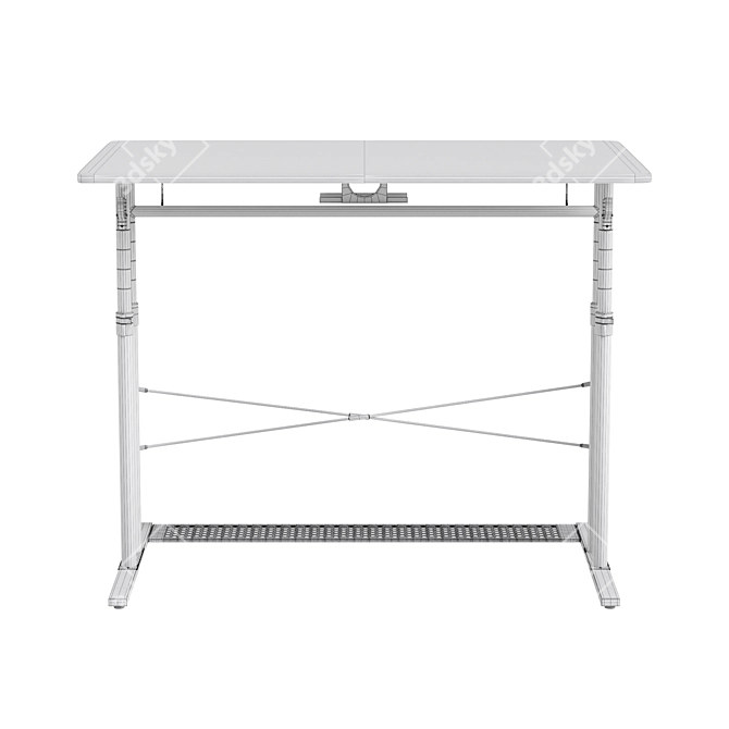 Gaming Desk Black and White 3D model image 4