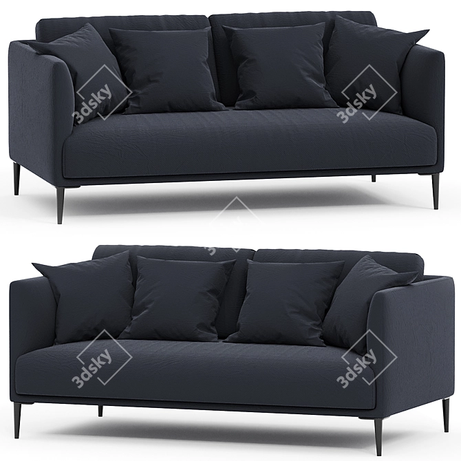 Modern Velvet Oscar Compact Sofa 3D model image 1