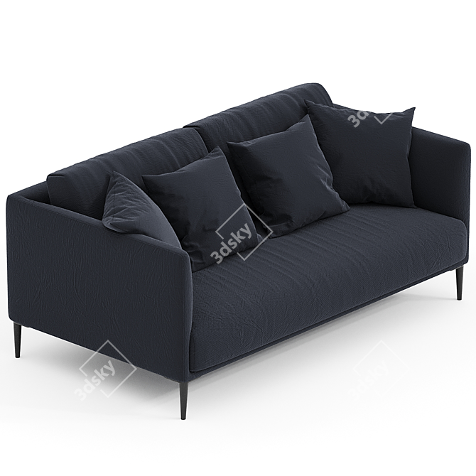 Modern Velvet Oscar Compact Sofa 3D model image 3