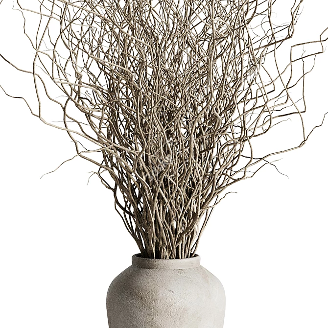 Concrete Vase Dried Branches Bouquet 3D model image 2