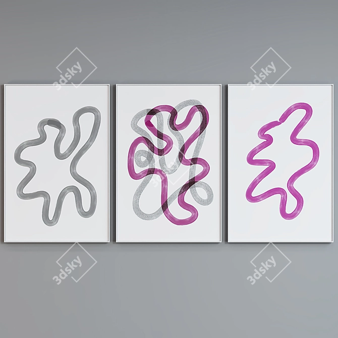 Modern Abstract Picture Frame Set 3D model image 2