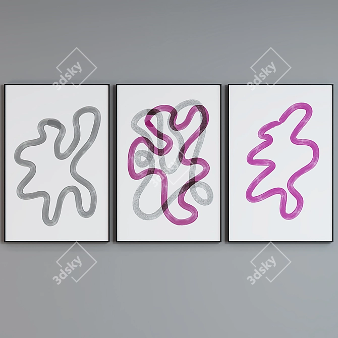 Modern Abstract Picture Frame Set 3D model image 3