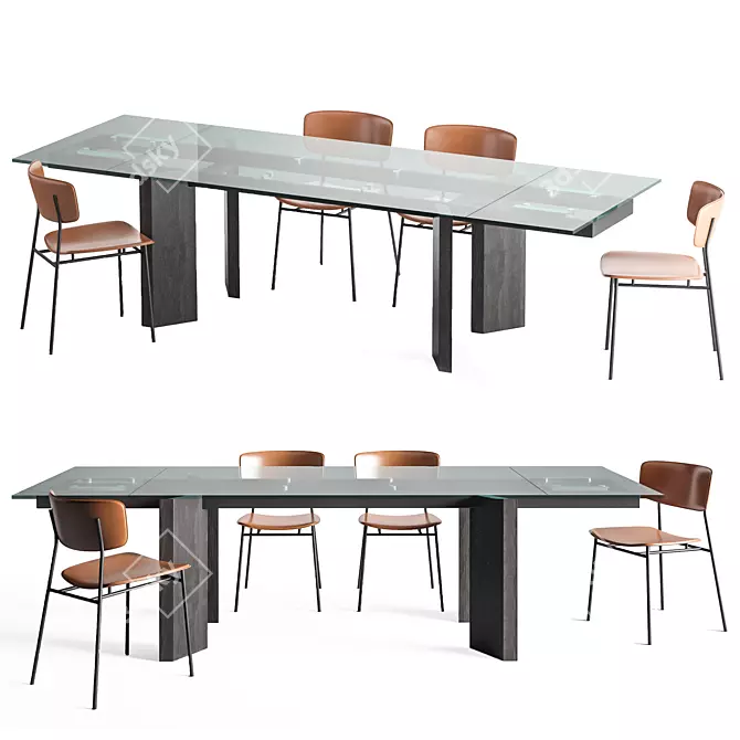 Stylish Calligaris Tower Table Set 3D model image 1