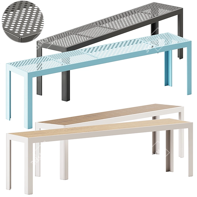 Urban Fusion Wooden Bench, 161cm 3D model image 1