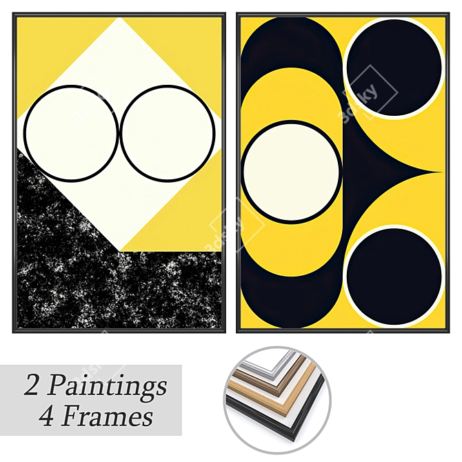 Wall Art Set with Frames 3D model image 1