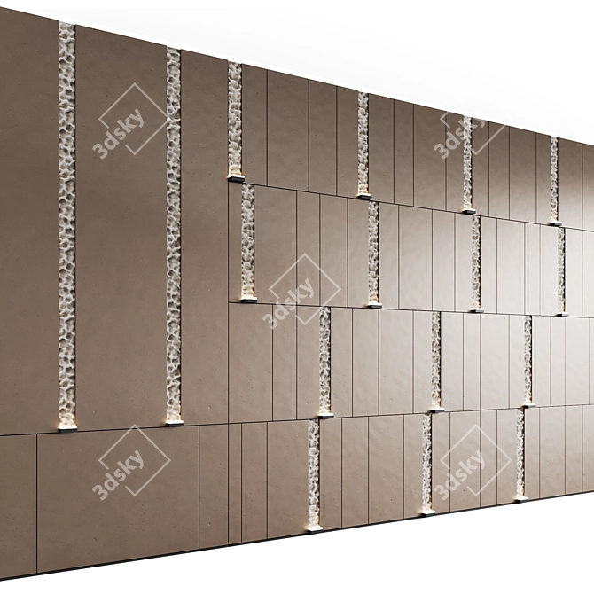 Modern Stone and Metal Wall Panel 3D model image 4