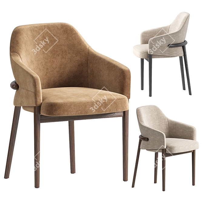 Laura Velvet Upholstered Wood Chair 3D model image 1