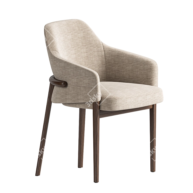 Laura Velvet Upholstered Wood Chair 3D model image 2