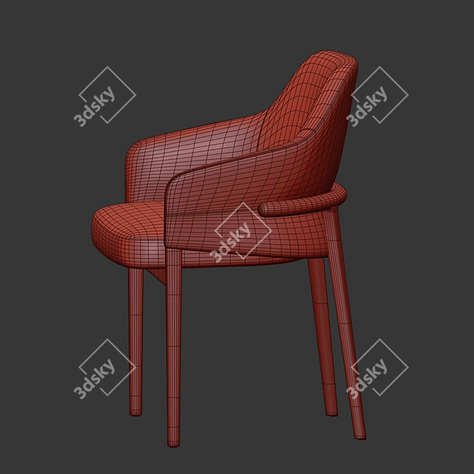 Laura Velvet Upholstered Wood Chair 3D model image 4