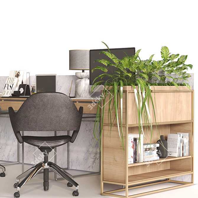 Modern Home Office Work Desk 3D model image 6