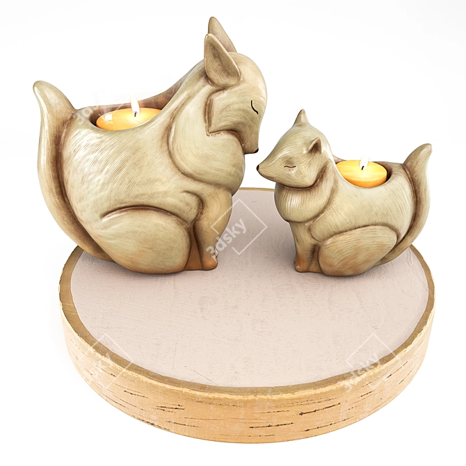 Sleek Fox Candle Holder 3D model image 3