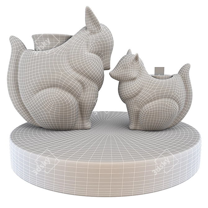 Sleek Fox Candle Holder 3D model image 4