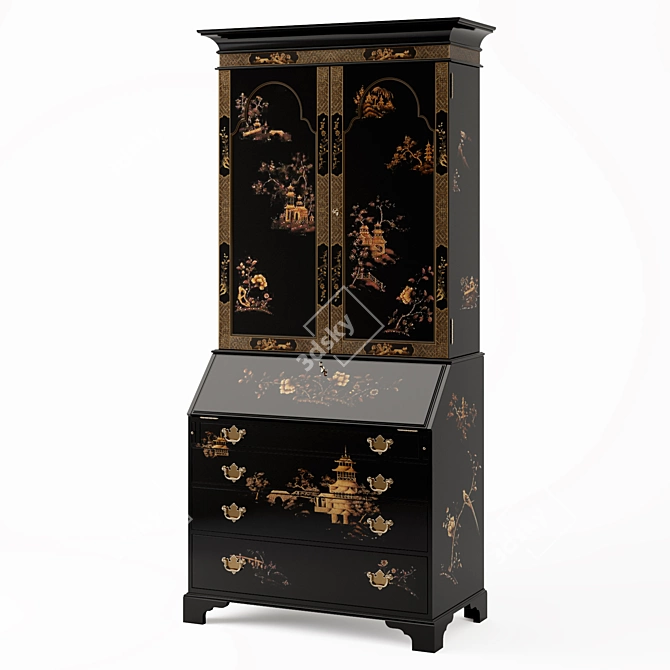 Elegant Chinoiseries Secretary by Ralph Lauren 3D model image 1