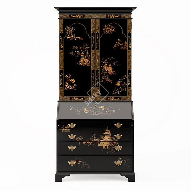 Elegant Chinoiseries Secretary by Ralph Lauren 3D model image 2