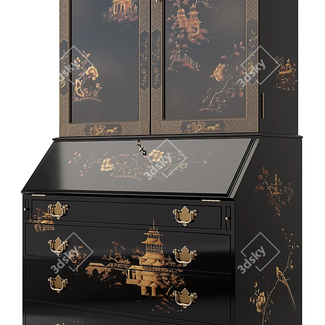 Elegant Chinoiseries Secretary by Ralph Lauren 3D model image 3