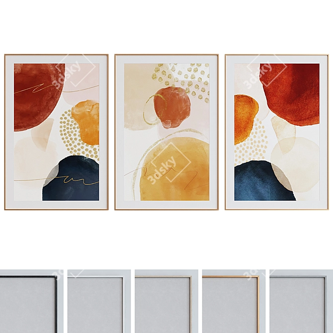 Abstract Frame Set with Glass 3D model image 1