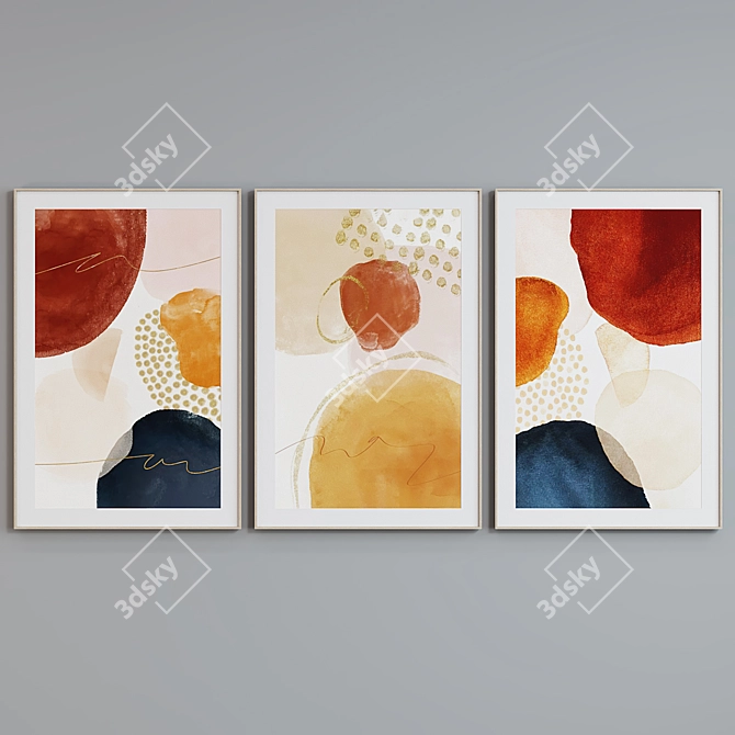 Abstract Frame Set with Glass 3D model image 2