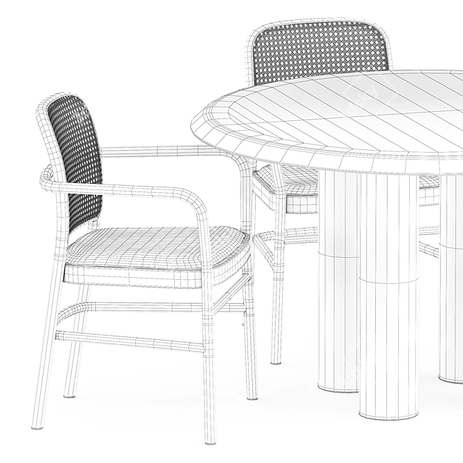 Modern Bent Chairs & Islets Table 3D model image 5