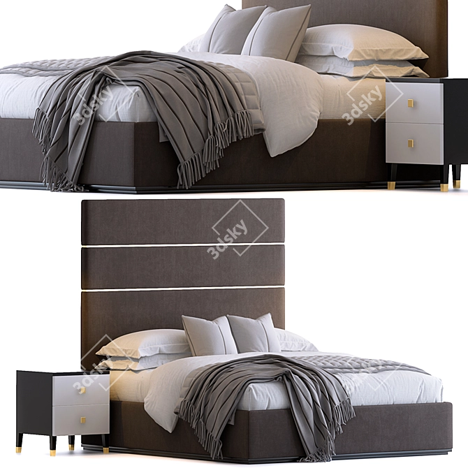 Stockholm Headboard and Bedside Table 3D model image 1