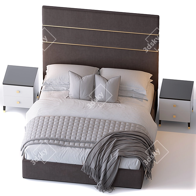 Stockholm Headboard and Bedside Table 3D model image 2