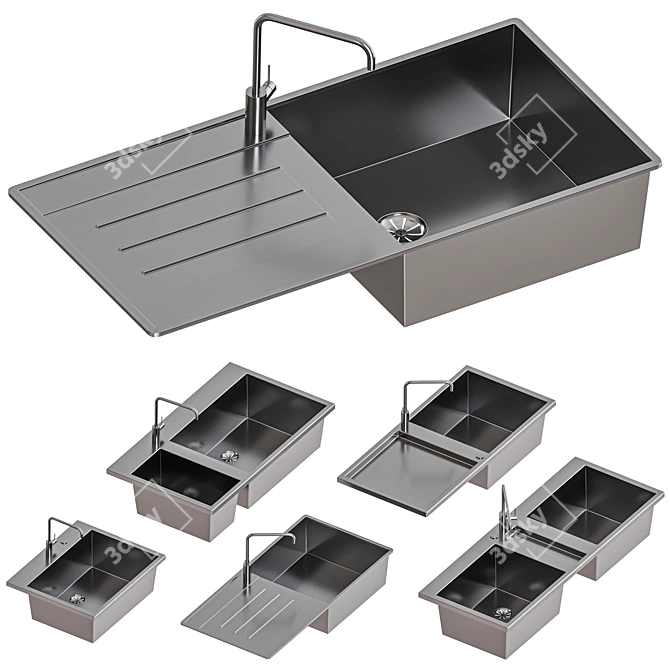 Kitchen Sink Set Bundle (5pcs) 3D model image 1