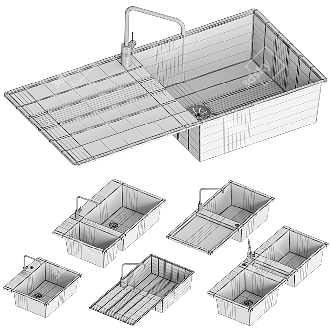 Kitchen Sink Set Bundle (5pcs) 3D model image 7