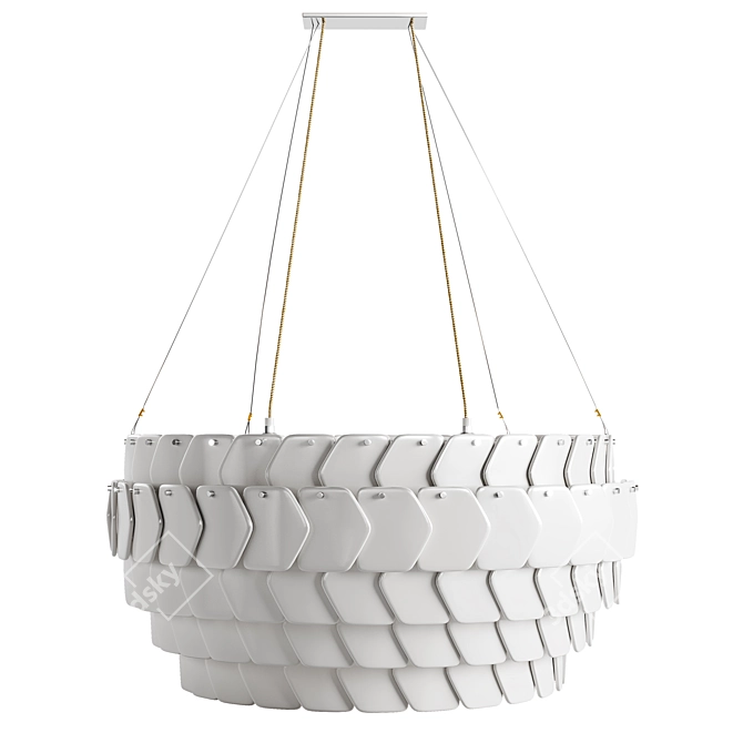 Elegant Bone China Pendant Lamp 3D model image 1