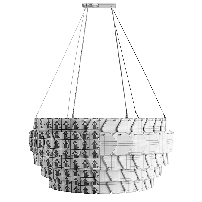 Elegant Bone China Pendant Lamp 3D model image 3