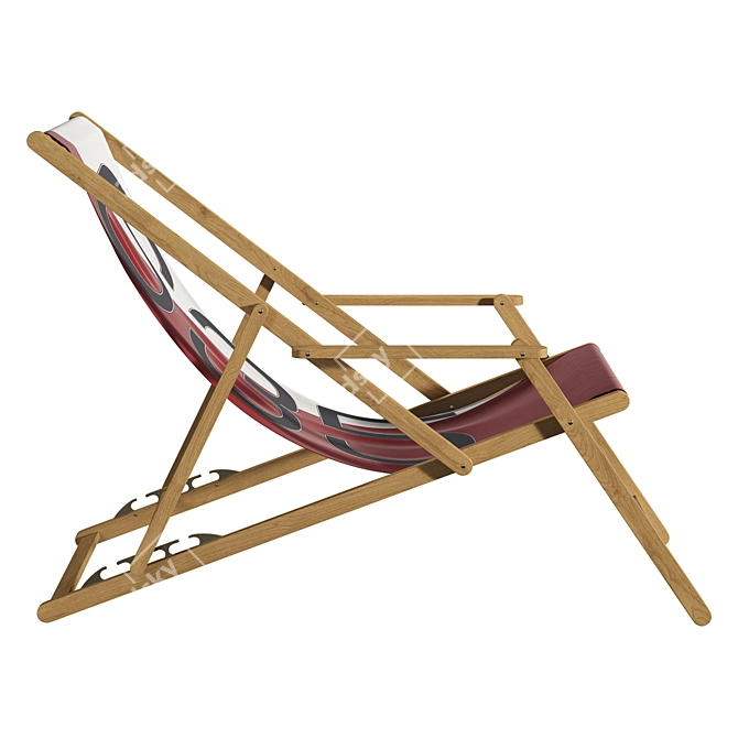 Sailcloth Deckchair with Oak 3D model image 3