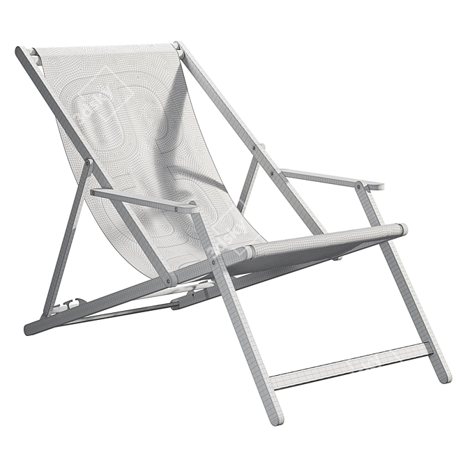 Sailcloth Deckchair with Oak 3D model image 4