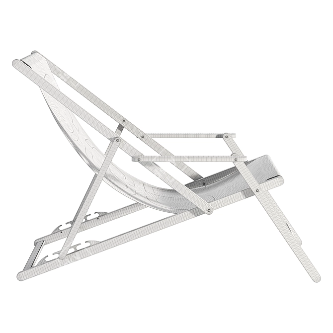 Sailcloth Deckchair with Oak 3D model image 6