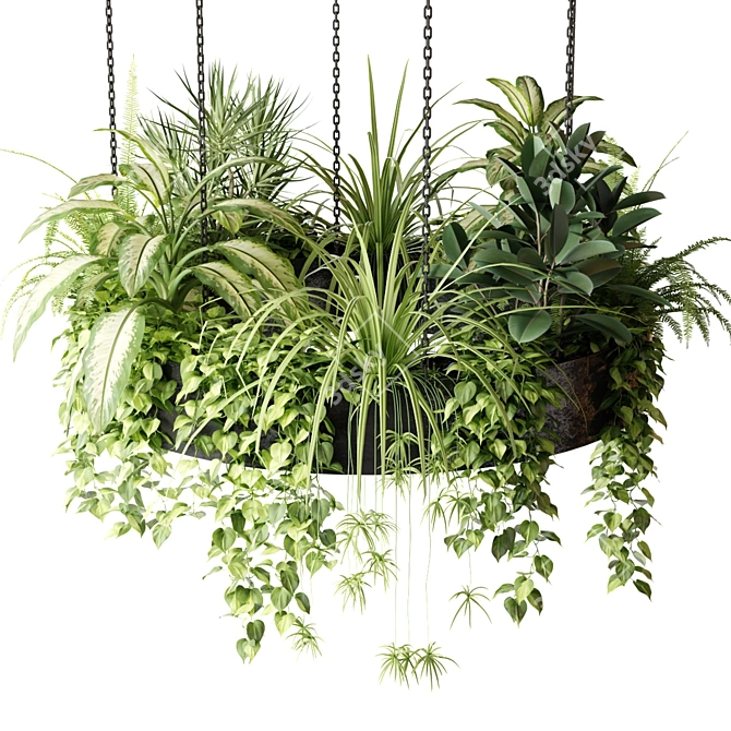 Ring Planter Lamp with Plants 3D model image 2