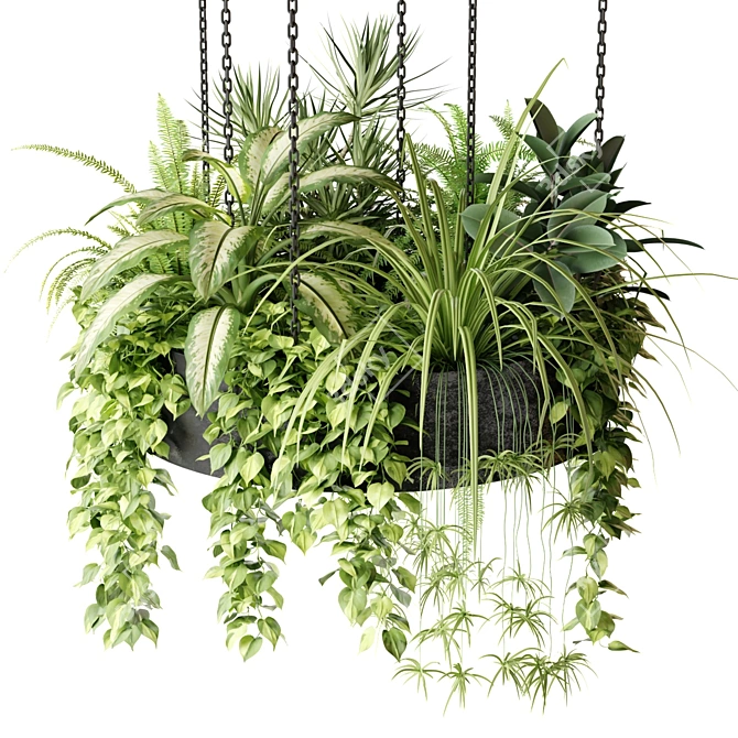 Ring Planter Lamp with Plants 3D model image 2