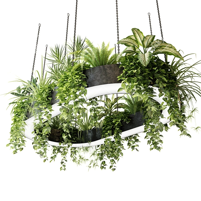 Ring Planter Light with Plants 3D model image 1