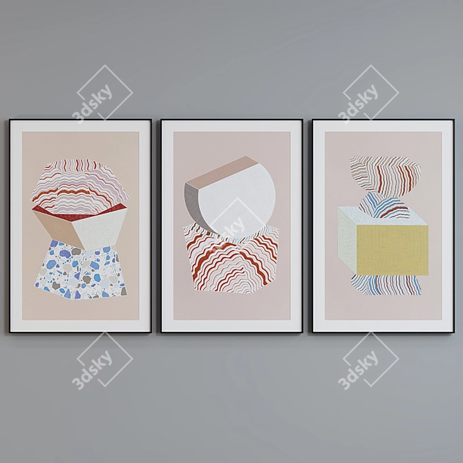 Modern Abstract Picture Frame Set 3D model image 2