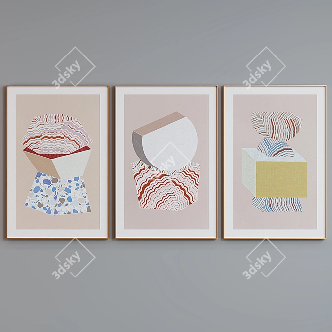 Modern Abstract Picture Frame Set 3D model image 3