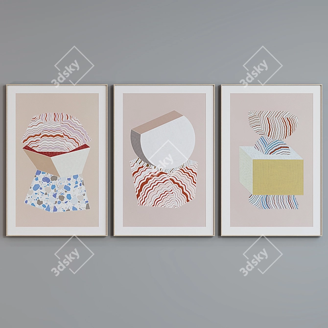 Modern Abstract Picture Frame Set 3D model image 4