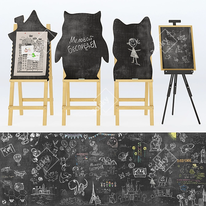 Chalkboard Texture Creation Kit 3D model image 2