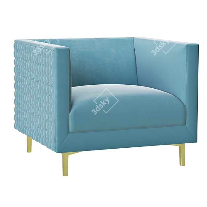 Elegant Sea Blue Chair, Modifiable 3D model image 1