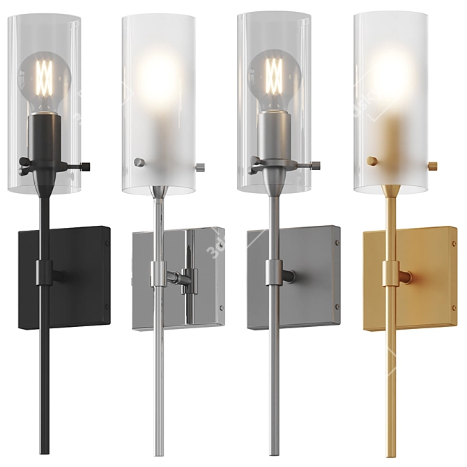 Modern Metal Wall Sconce Collection 3D model image 1