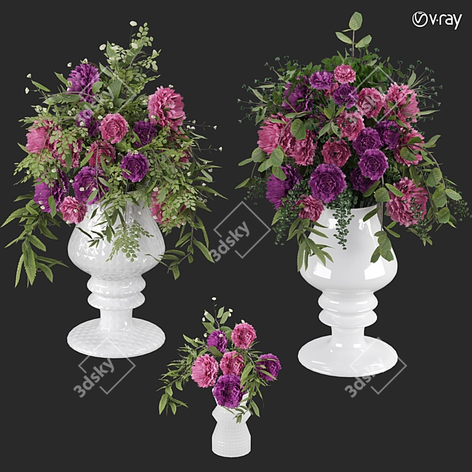 Elegant Floral Model 3D Kit 3D model image 2